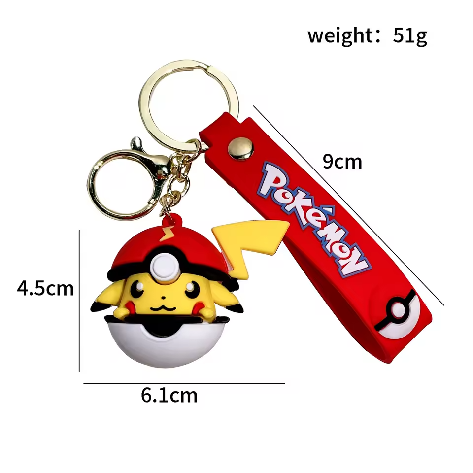 Pokémon Poké Ball Keychain – Pikachu, Charmander, Squirtle, Eevee