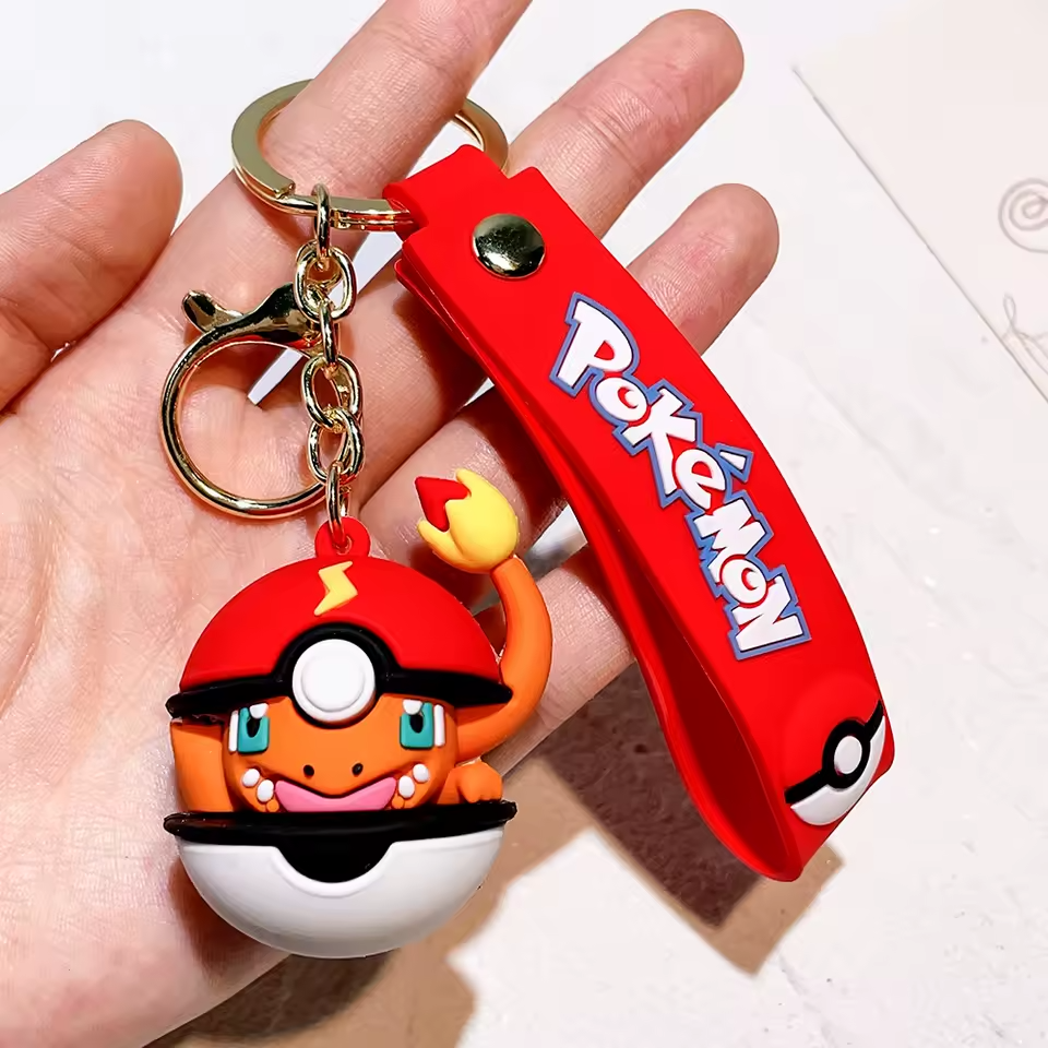 Pokémon Poké Ball Keychain – Pikachu, Charmander, Squirtle, Eevee