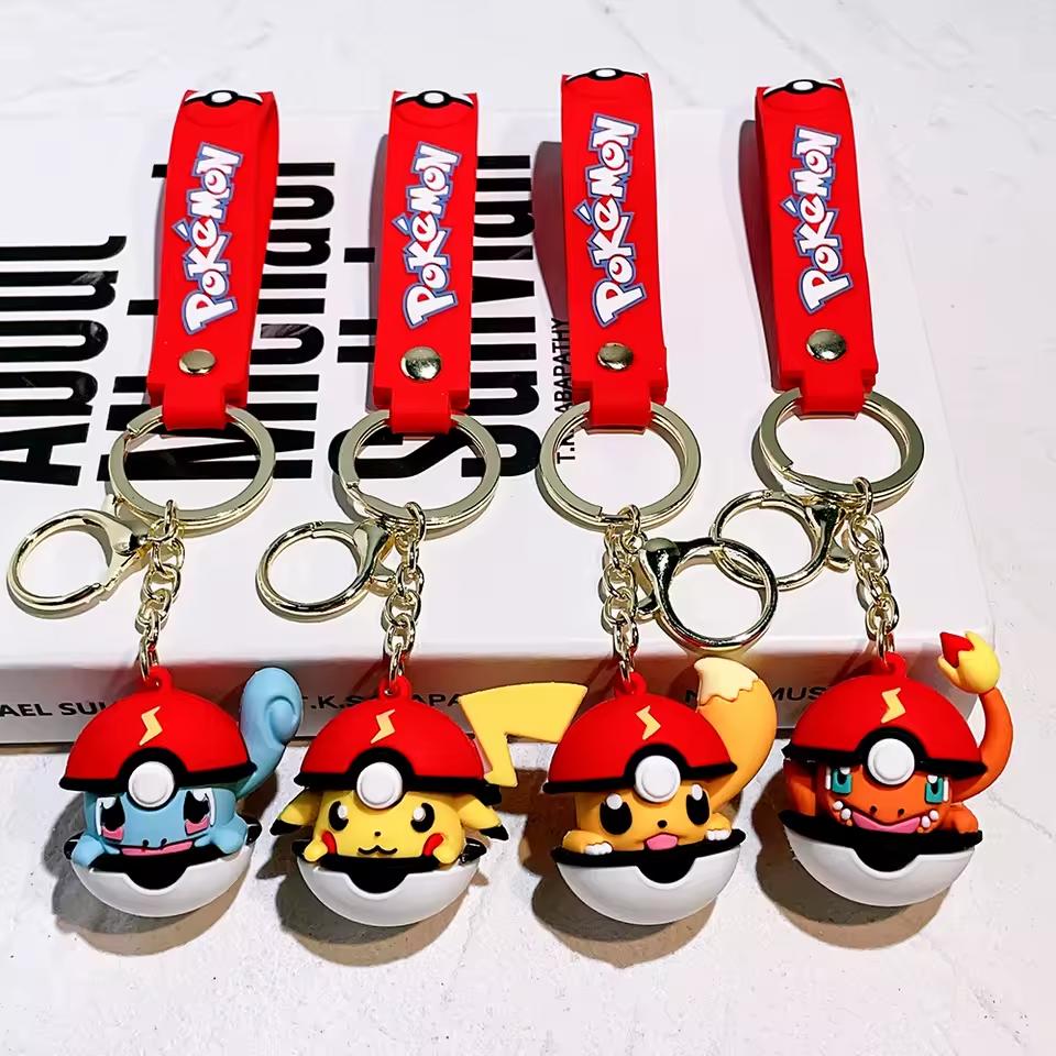 Pokémon Poké Ball Keychain – Pikachu, Charmander, Squirtle, Eevee