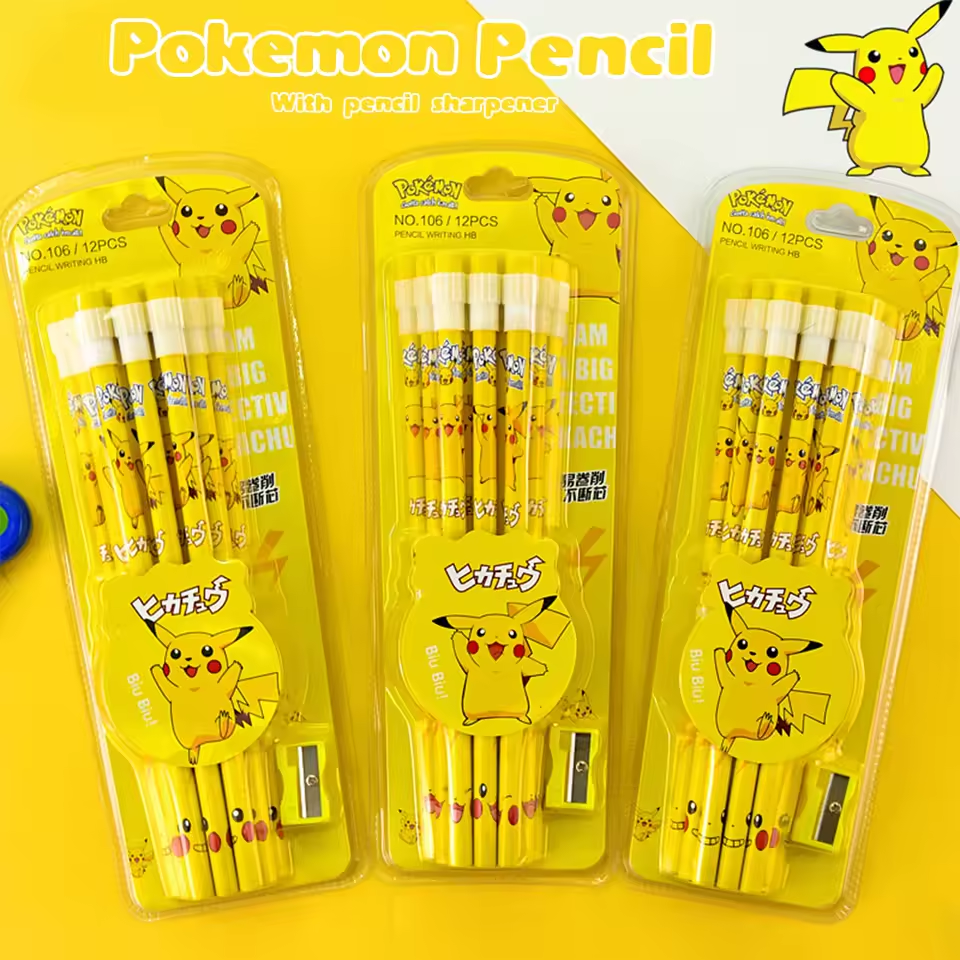 Pikachu 12-Piece HB Pencil Set – Pokémon Stationery