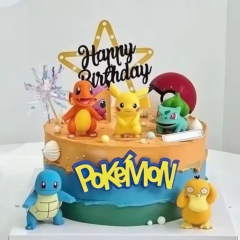 Pokémon Cake Topper Set – 13 Piece Birthday Decoration Kit