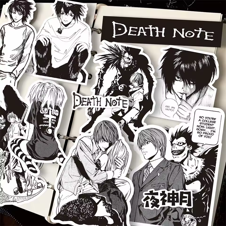 Death Note Manga Sticker Pack – 65PCS Black & White