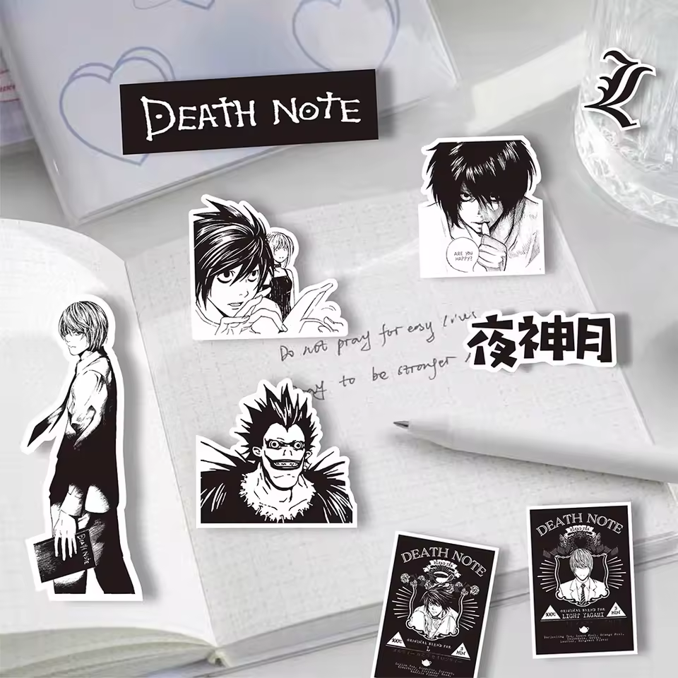 Death Note Manga Sticker Pack – 65PCS Black & White