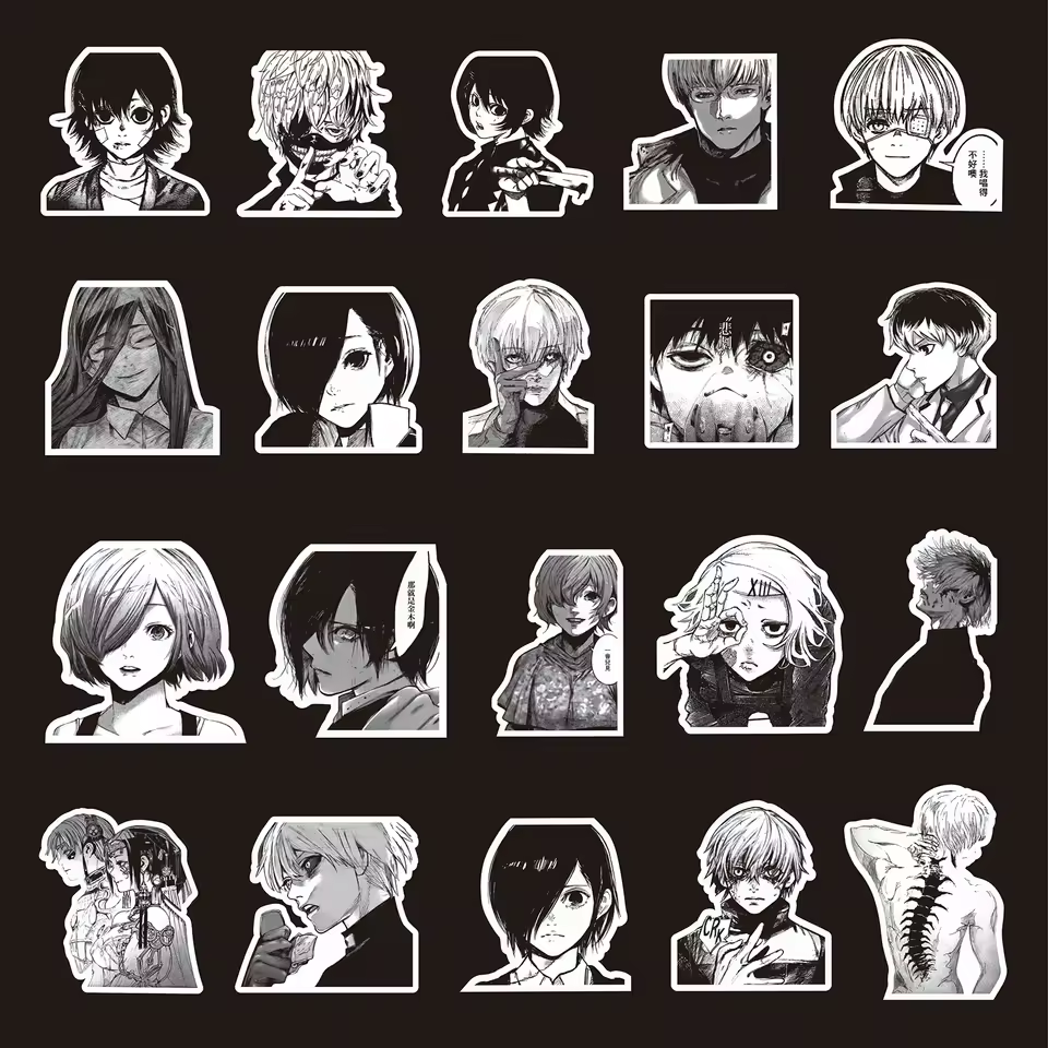 Tokyo Ghoul Kaneki Ken – 70pc Manga Sticker Pack (Black & White)