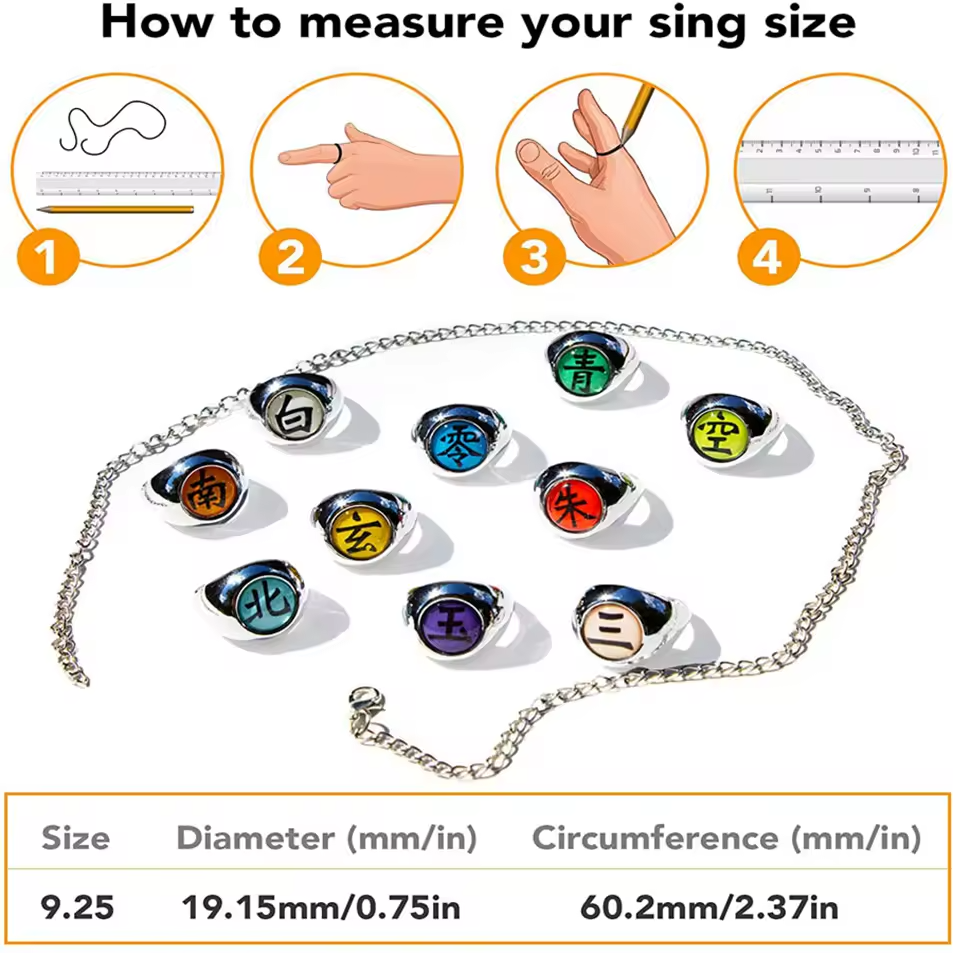Naruto Akatsuki Ring Set – 10PCS Metal Cosplay Collection