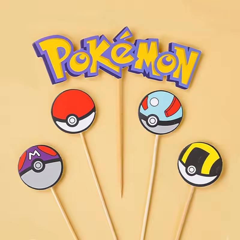 Pokémon Cake Topper Set – 13 Piece Birthday Decoration Kit