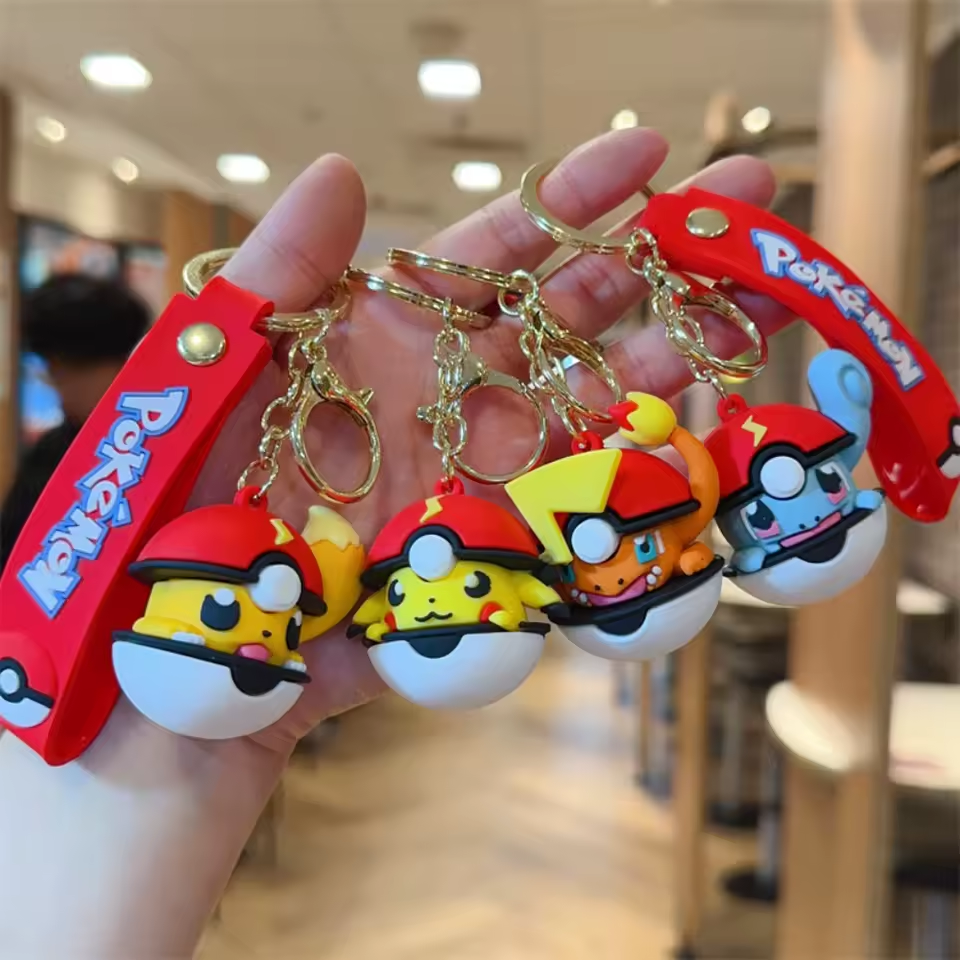 Pokémon Poké Ball Keychain – Pikachu, Charmander, Squirtle, Eevee