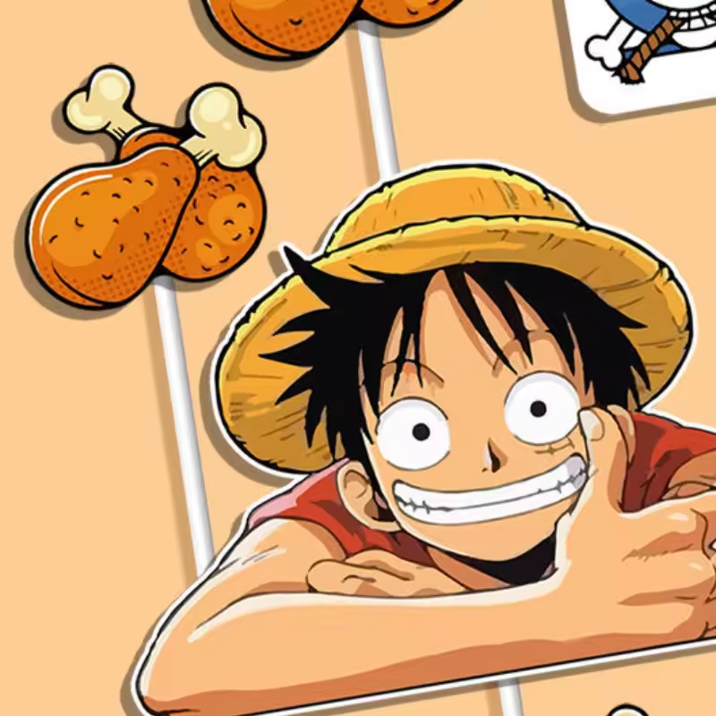 7pcs One Piece Luffy Cake Topper Set – Anime Birthday Party Decoration Kit