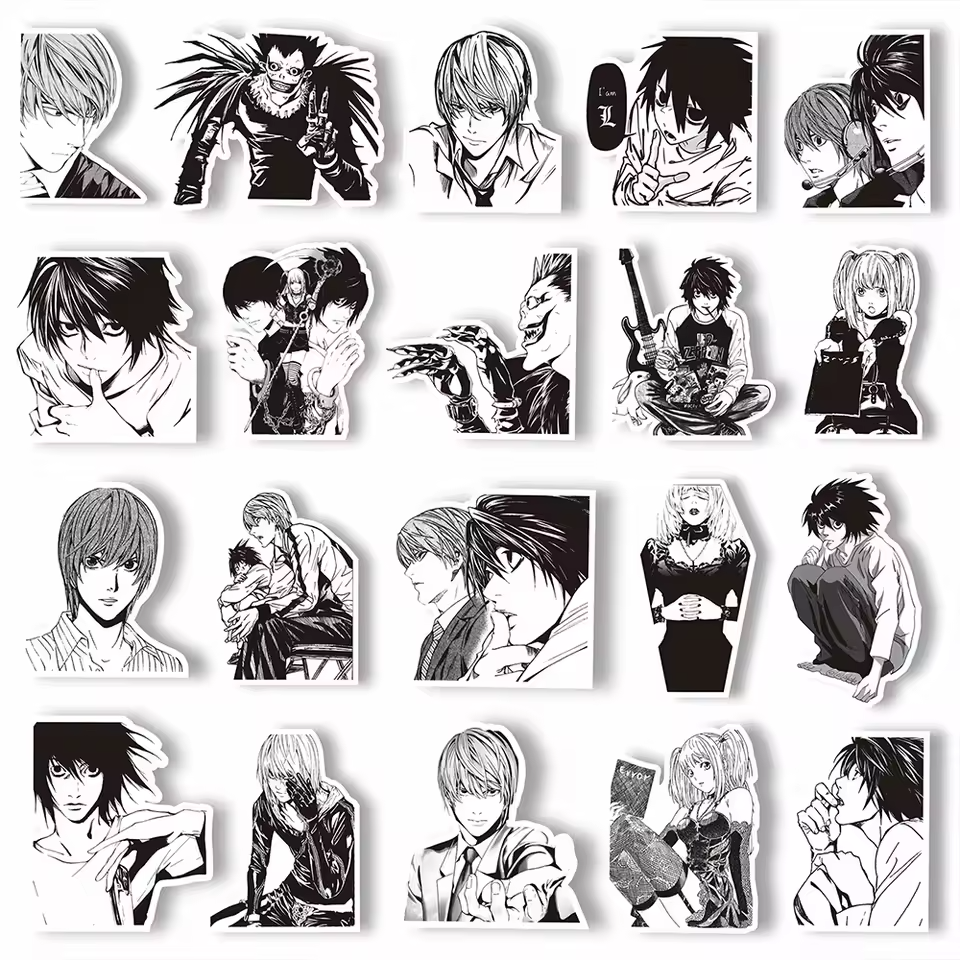 Death Note Manga Sticker Pack – 65PCS Black & White