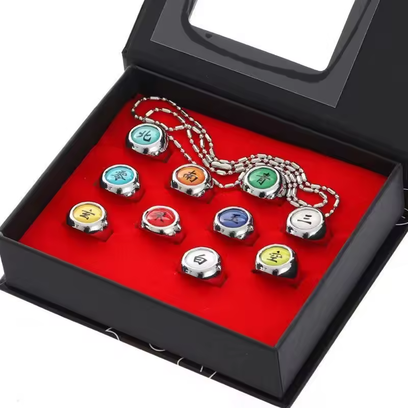 Naruto Akatsuki Ring Set – 10PCS Metal Cosplay Collection