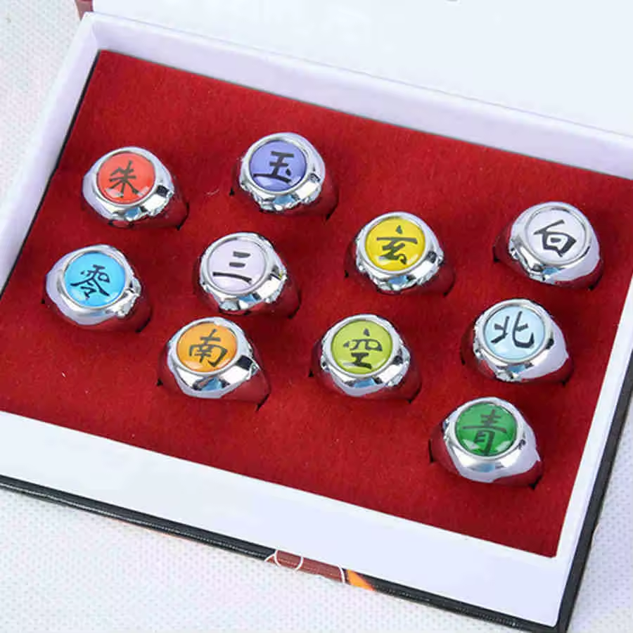 Naruto Akatsuki Ring Set – 10PCS Metal Cosplay Collection