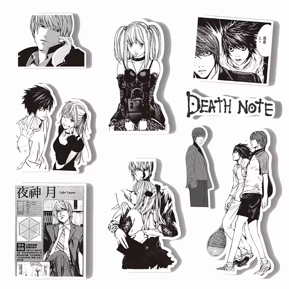 Death Note Manga Sticker Pack – 65PCS Black & White