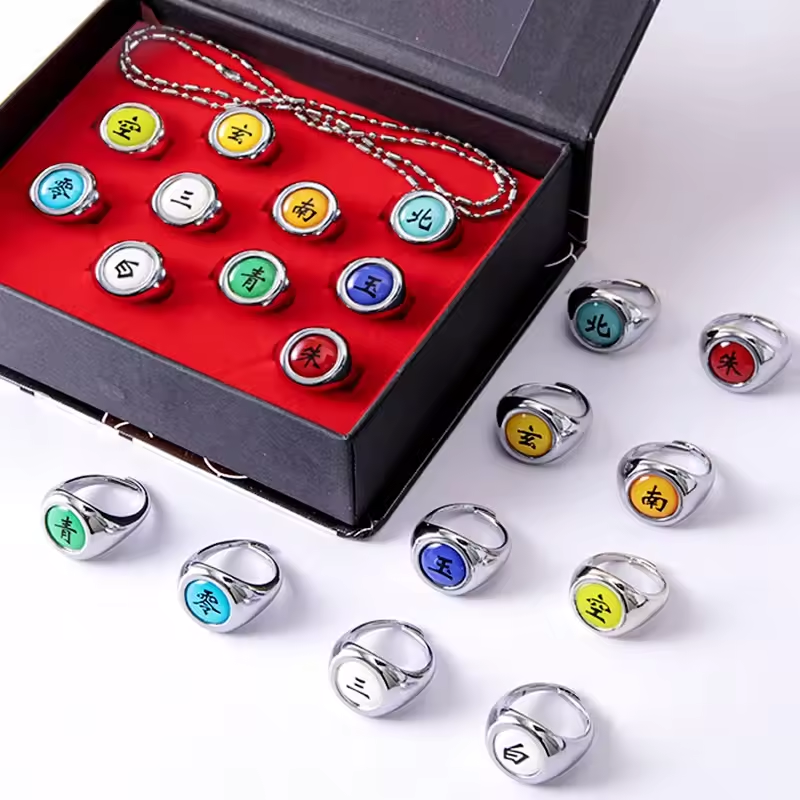 Naruto Akatsuki Ring Set – 10PCS Metal Cosplay Collection