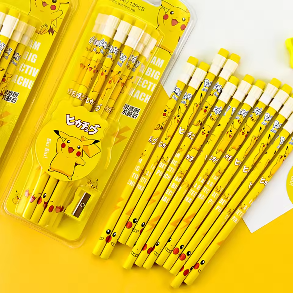 Pikachu 12-Piece HB Pencil Set – Pokémon Stationery