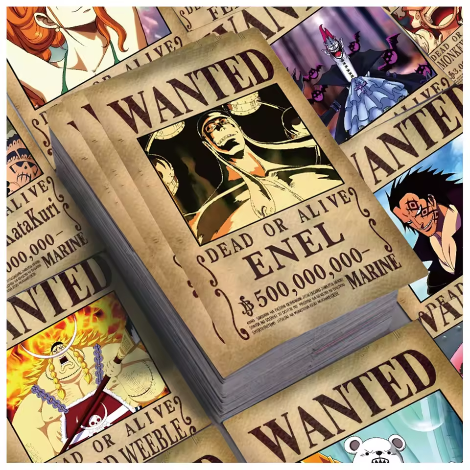 56PCS One Piece WANTED Poster Sticker Pack