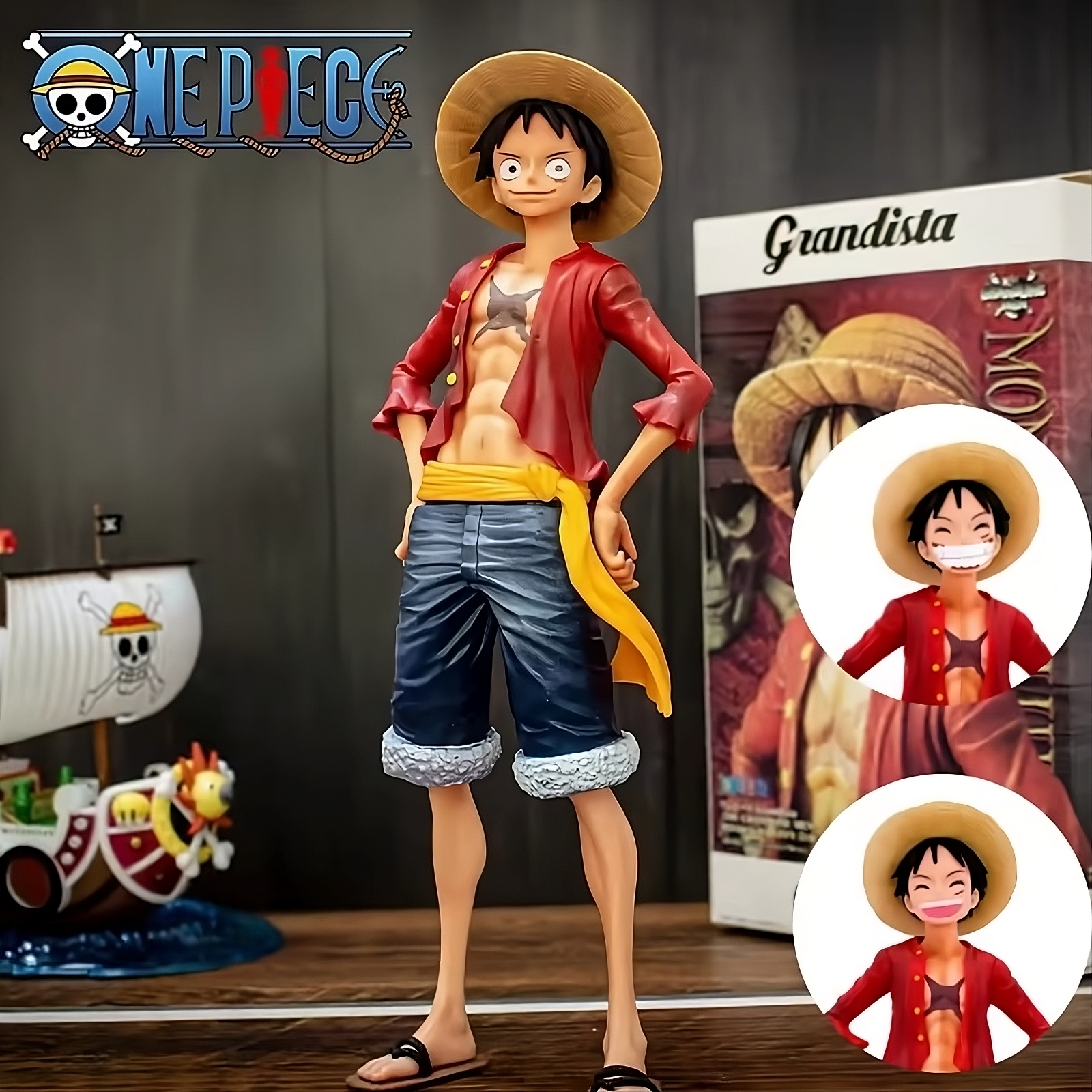 One Piece – Monkey D. Luffy Grandista Action Figure (28cm, 3 Face Expressions)