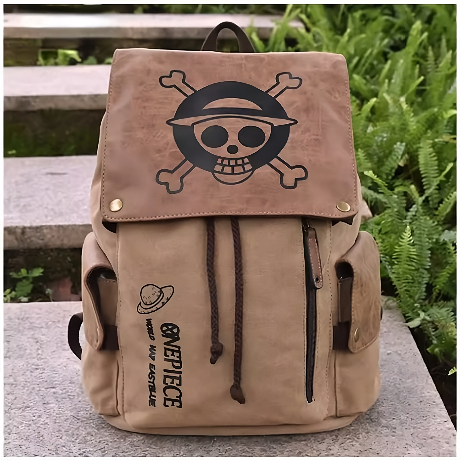 One Piece Straw Hat Pirate Canvas Backpack