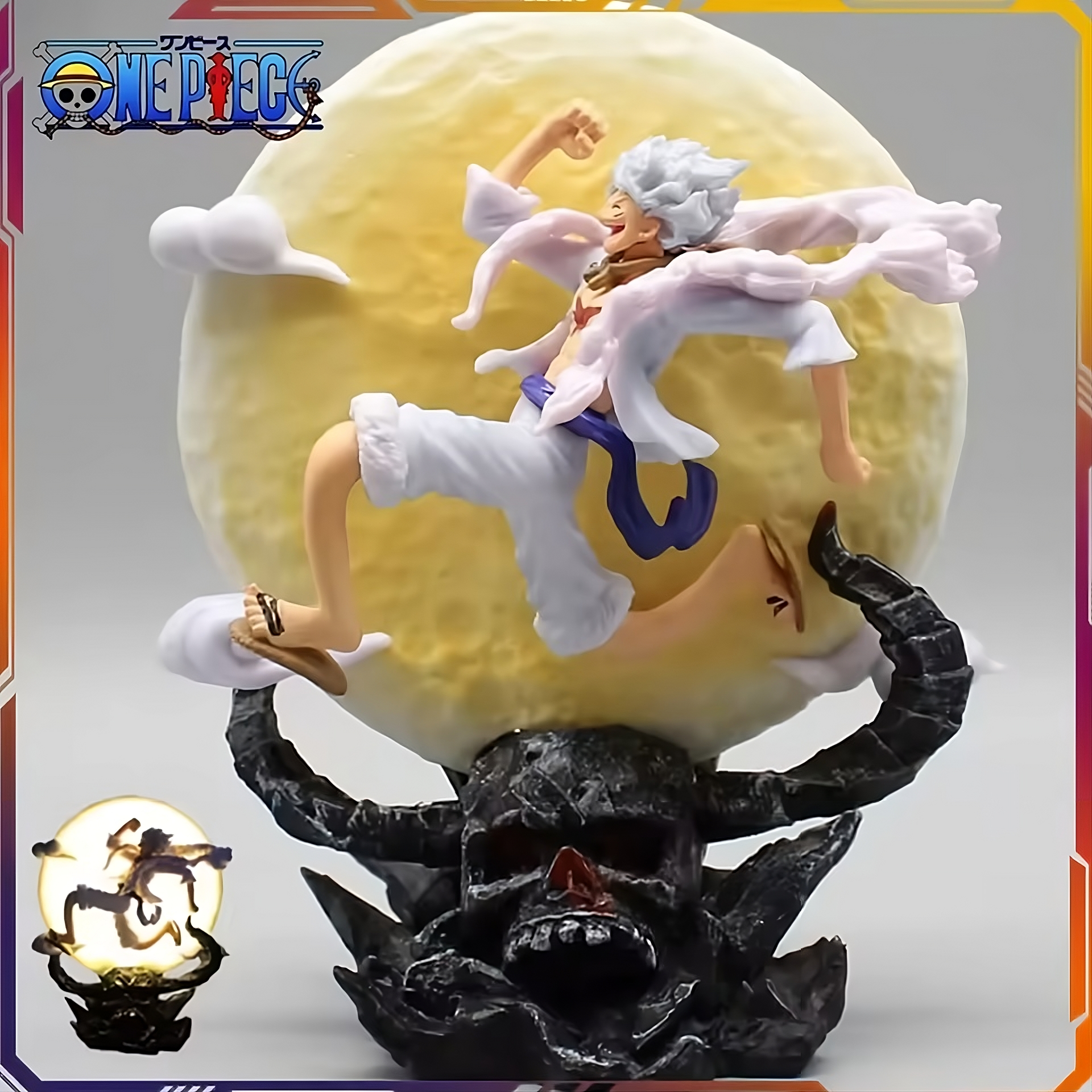 14cm One Piece Gear 5 Nika Luffy Figure – LED Light Statue